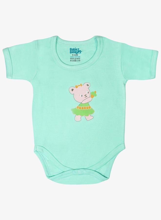 Babies Basic 5-Piece 100% Cotton Bib, Romper, Mittens, Cap and Sleepsuit Set - Image 3